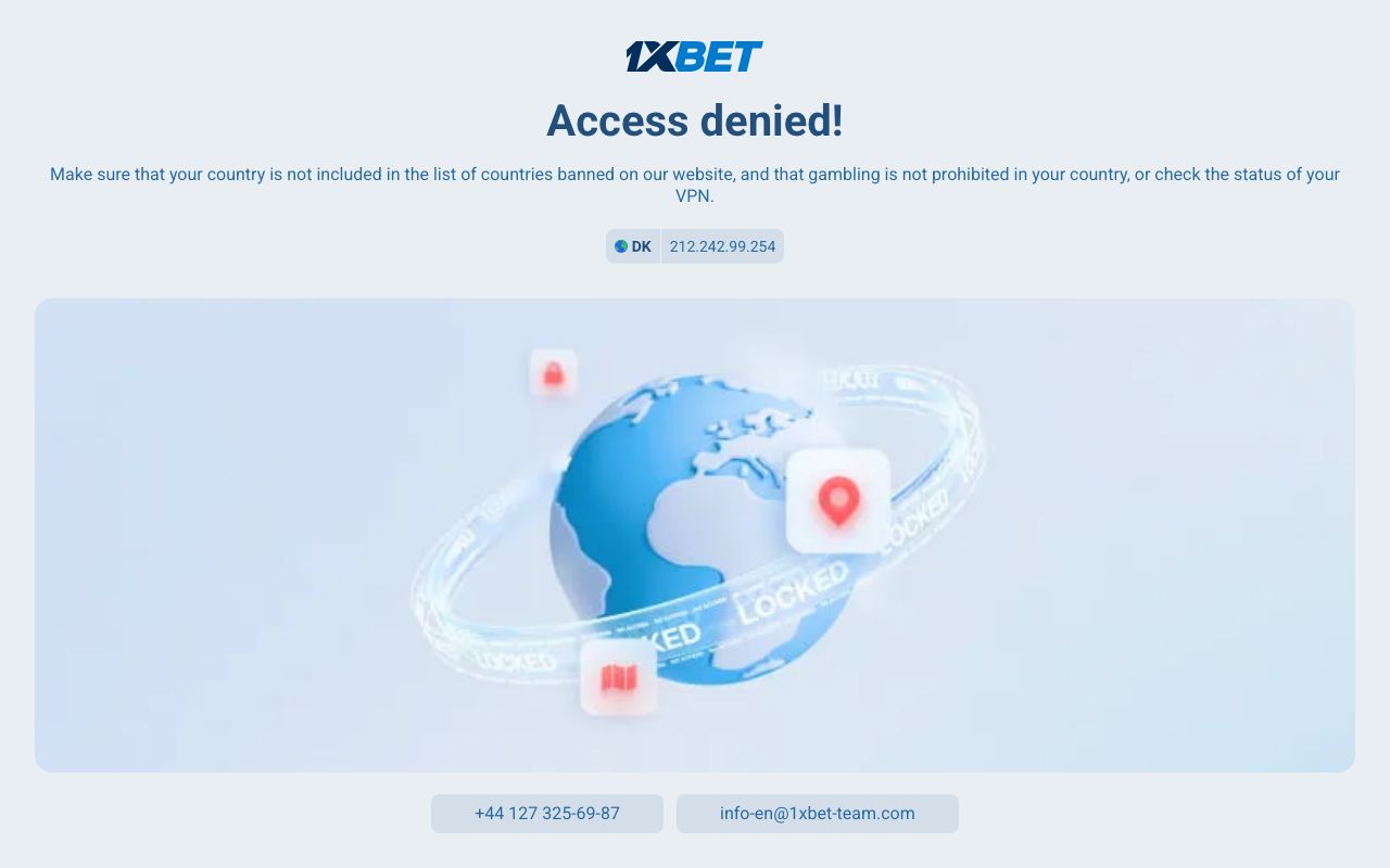 Screenshot of the 1xBet RDC betting platform homepage
